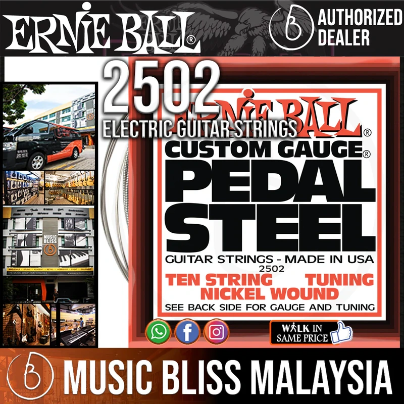 Ernie Ball 2502 Pedal Steel 10-string E9 Tuning Nickel Wound Guitar Strings (13-38)