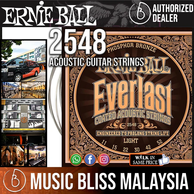 Ernie Ball 2548 Light Everlast Coated Phosphor Bronze Acoustic Strings (11-52)