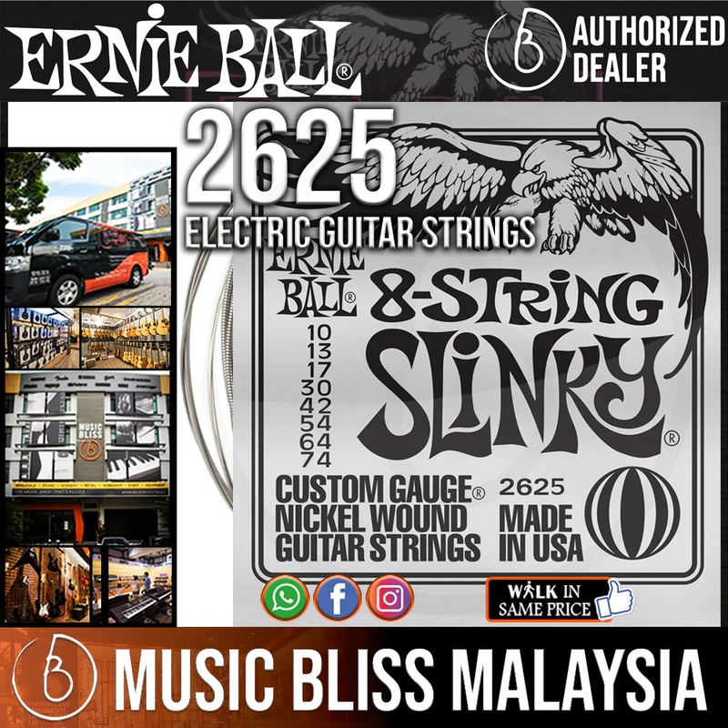 Ernie Ball 2625 Regular Slinky 8-string Nickel Wound Electric Guitar Strings (10-74)