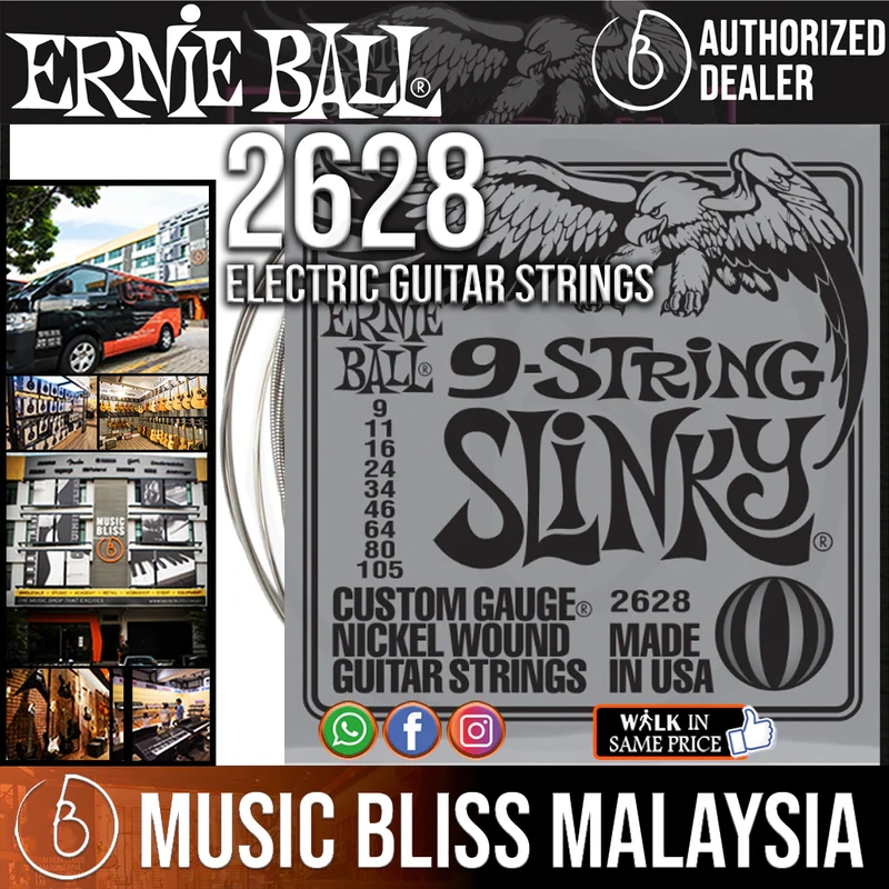 Ernie Ball 2628 Regular Slinky 9-string Nickel Wound Electric Guitar Strings (9-105)