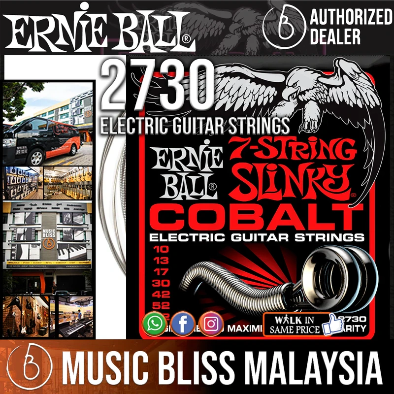 Ernie Ball 2730 Skinny Top Heavy Bottom Slinky 7-string Cobalt Electric Guitar Strings (10-62)