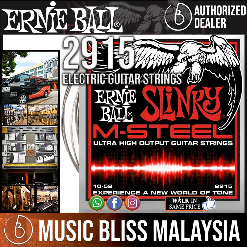 Ernie Ball 2915 Skinny Top Heavy Bottom Slinky M-Steel Electric Guitar Strings (10-52)