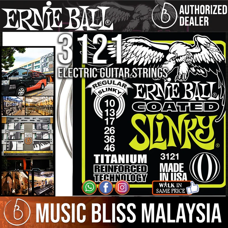 Ernie Ball 3121 Regular Slinky Coated Titanium RPS Electric Guitar Strings (10-46)