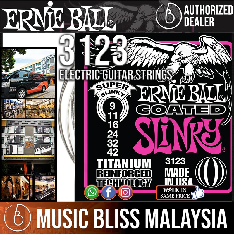 Ernie Ball 3123 Super Slinky Coated Titanium RPS Electric Guitar Strings (9-42)