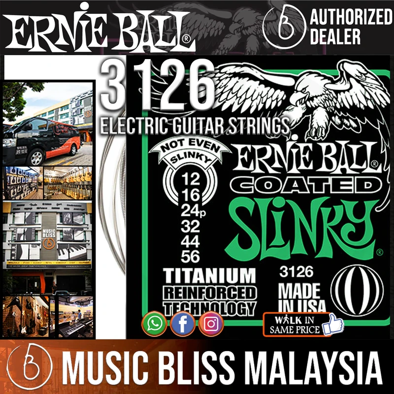 Ernie Ball 3126 Coated Electric Not Even Slinky Guitar Strings (12-56)