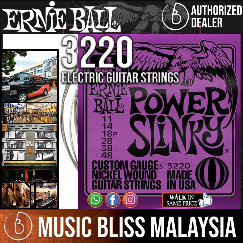 Ernie Ball 3220 Power Slinky Nickel Wound Electric Guitar Strings - 3-Pack (11-48)