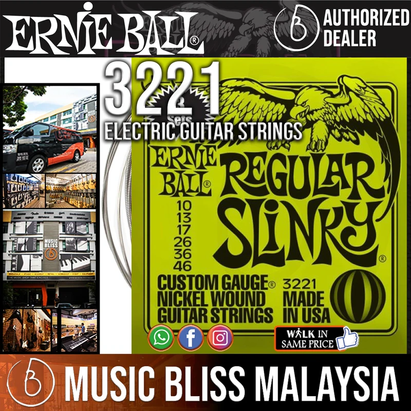 Ernie Ball 3221 Regular Slinky Nickel Wound Electric Guitar Strings - 3-Pack (10-46)