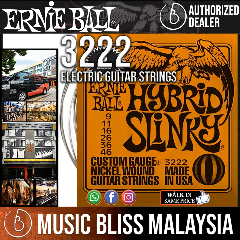 Ernie Ball 3222 Hybrid Slinky Nickel Wound Electric Guitar Strings - 3-Pack (9-46)