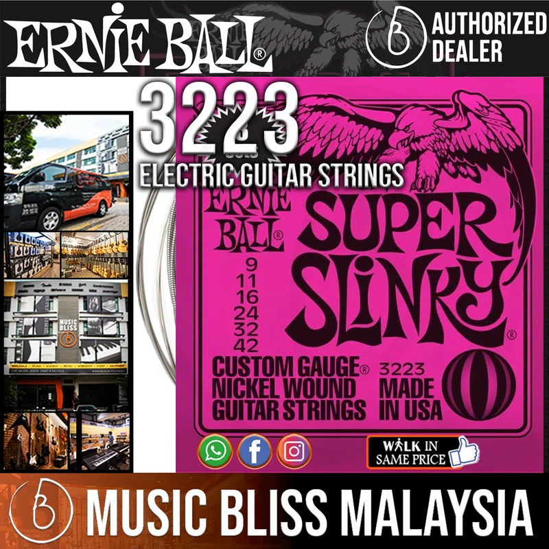 Ernie Ball 3223 Super Slinky Nickel Wound Electric Guitar Strings - 3-Pack (9-42)