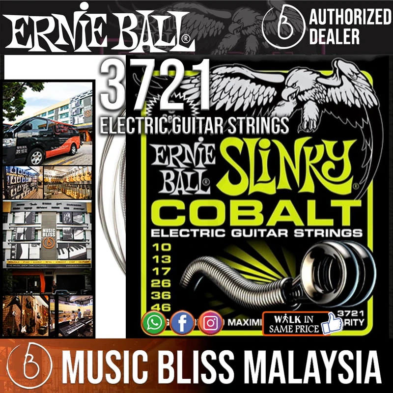 Ernie Ball 3721 Regular Slinky Cobalt Electric Guitar Strings - 3-Pack (10-46)