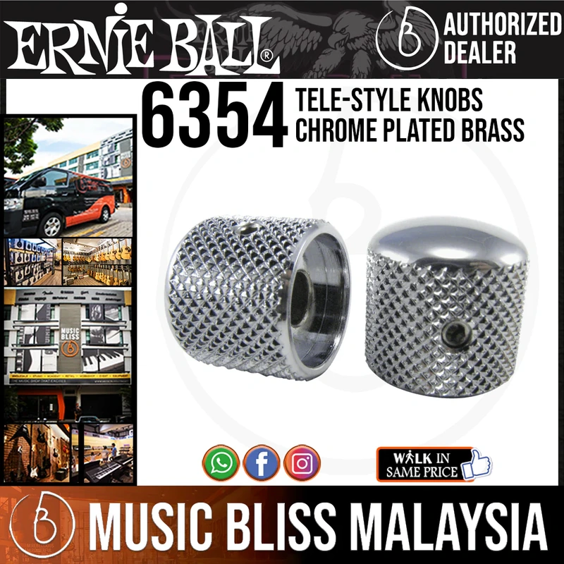 Ernie Ball 6354 Tele-Style Knobs Chrome Plated Brass