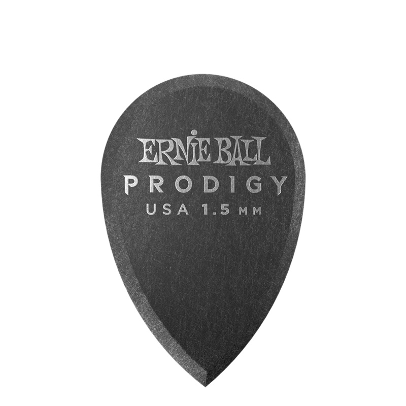 Ernie Ball Prodigy 1.5mm Delrin Guitar Picks 6 Pack - Black Teardrop