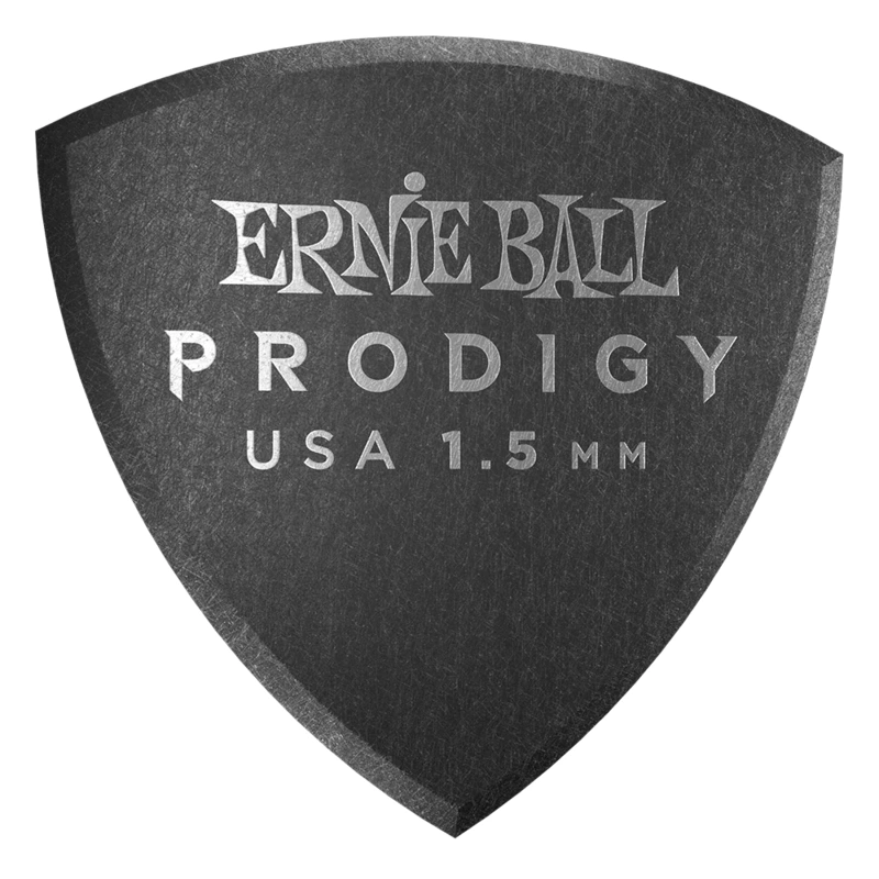 Ernie Ball Prodigy 1.5mm Delrin Guitar Picks Precision Tips Black Large Shield - 6 Pack
