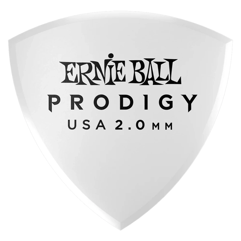 Ernie Ball Prodigy 2.0mm Delrin Guitar Picks 6 Pack - White Large Shield