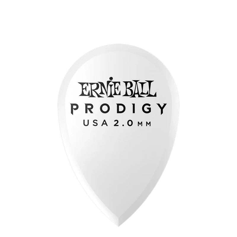 Ernie Ball Prodigy 2.0mm Delrin Guitar Picks Precision Tip Black Teardrop - 6 Pack