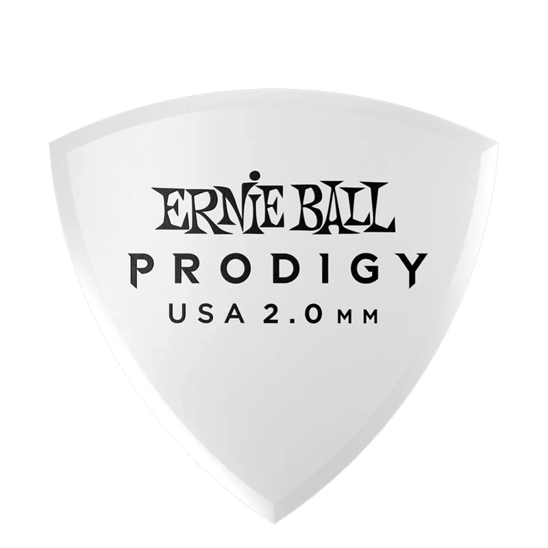 Ernie Ball Prodigy 2.0mm Delrin Guitar Picks Precision Tip White Shield - 6 Pack