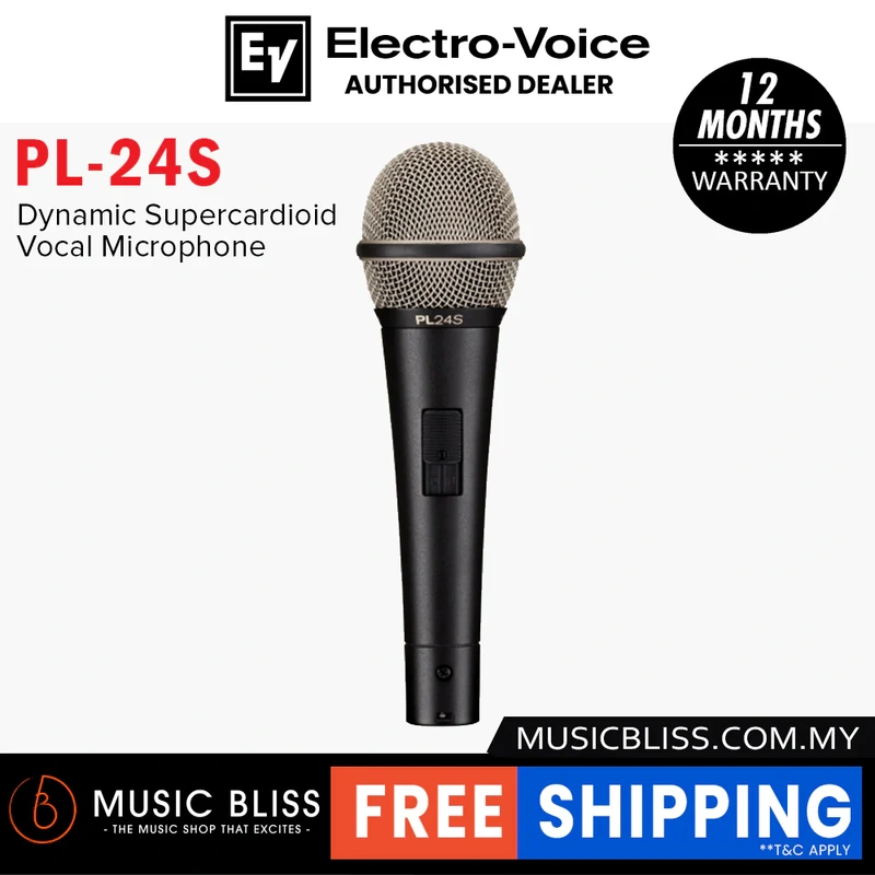 EV Electro-Voice PL-24S Handheld Dynamic Vocal Microphone with On/Off Switch