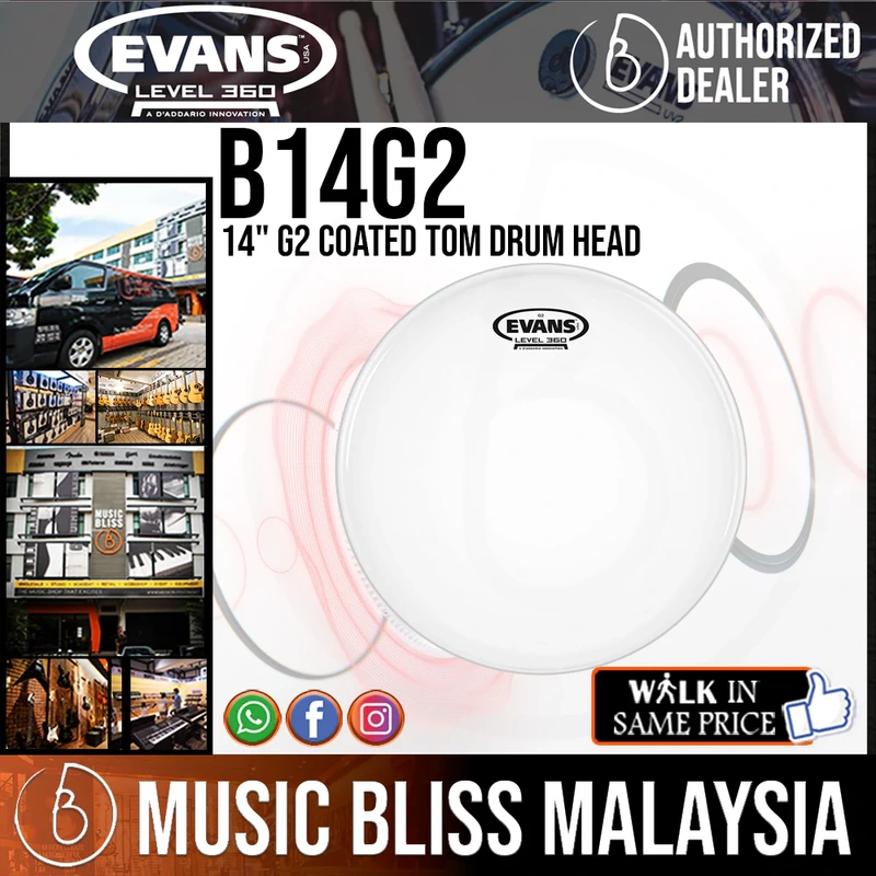 Evans B14G2 G2 14-Inch Coated Tom Drum Head