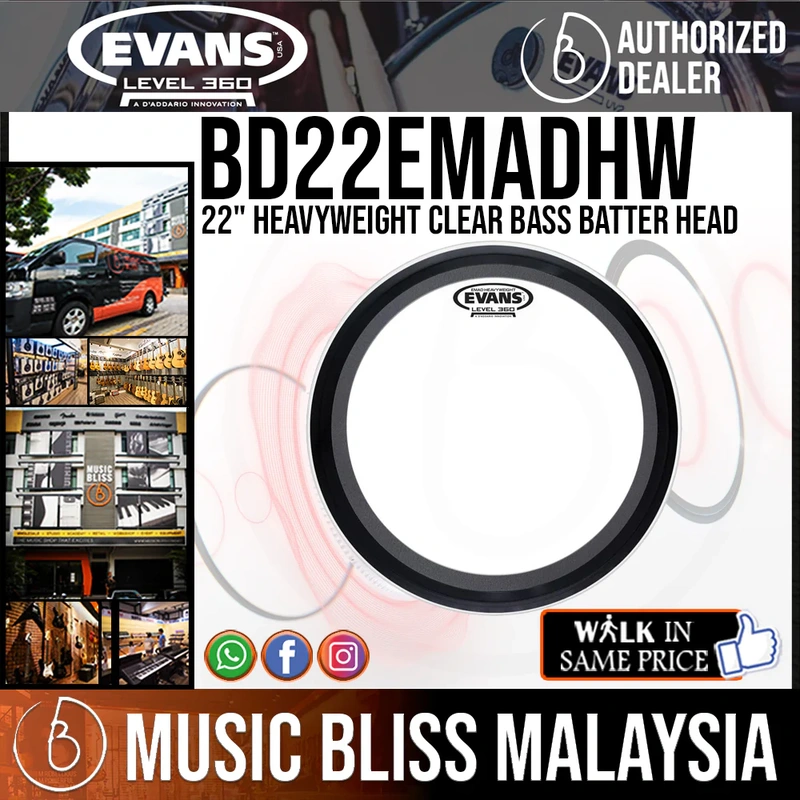 Evans BD22EMADHW EMAD Heavyweight Clear Bass Batter Head - 22"