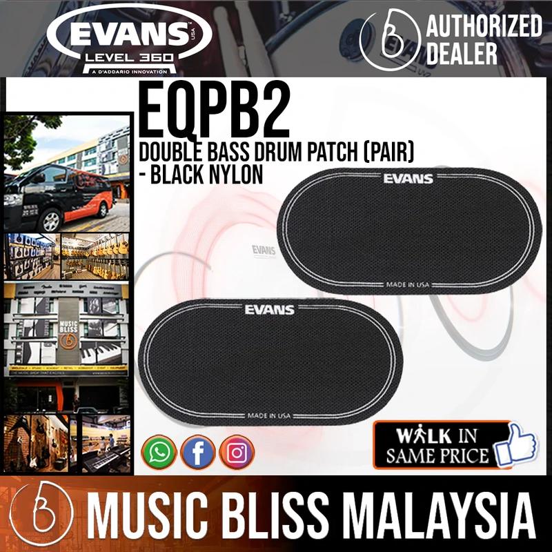 Evans EQPB2 Double Bass Drum Patch - Black Nylon
