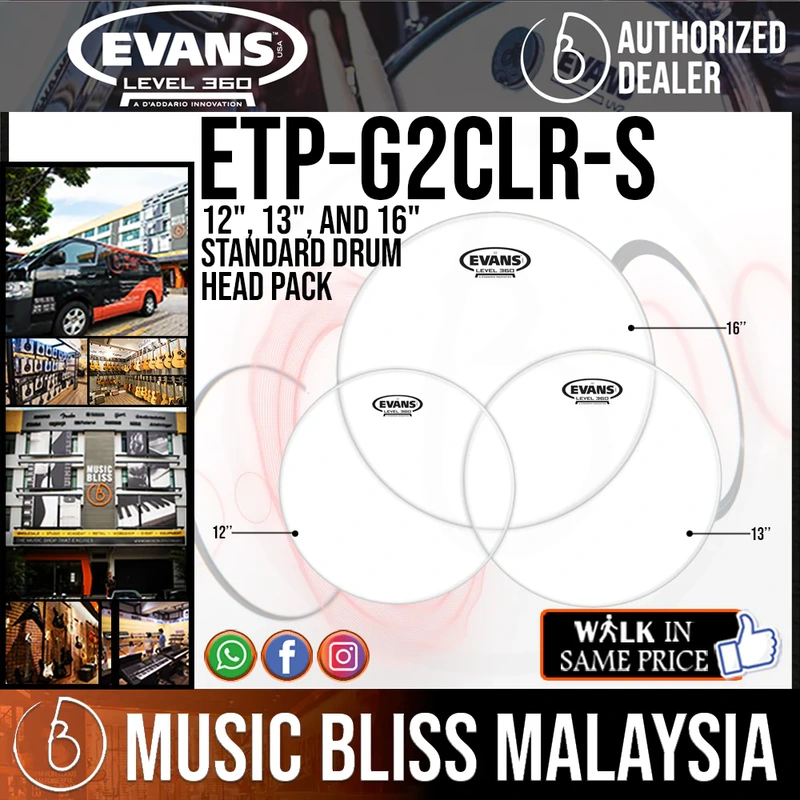 Evans ETP-G2CLR-S Standard Drum Head Pack with 12", 13", and 16" Drum Heads