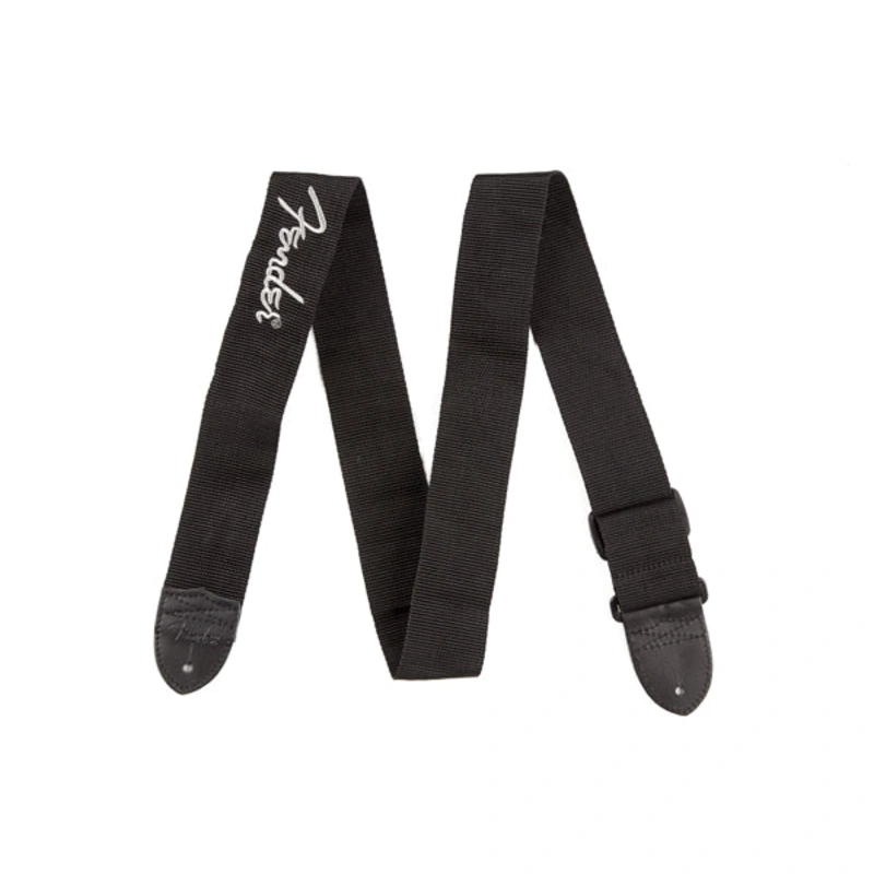 Fender 2" Black Poly Strap Gray Logo