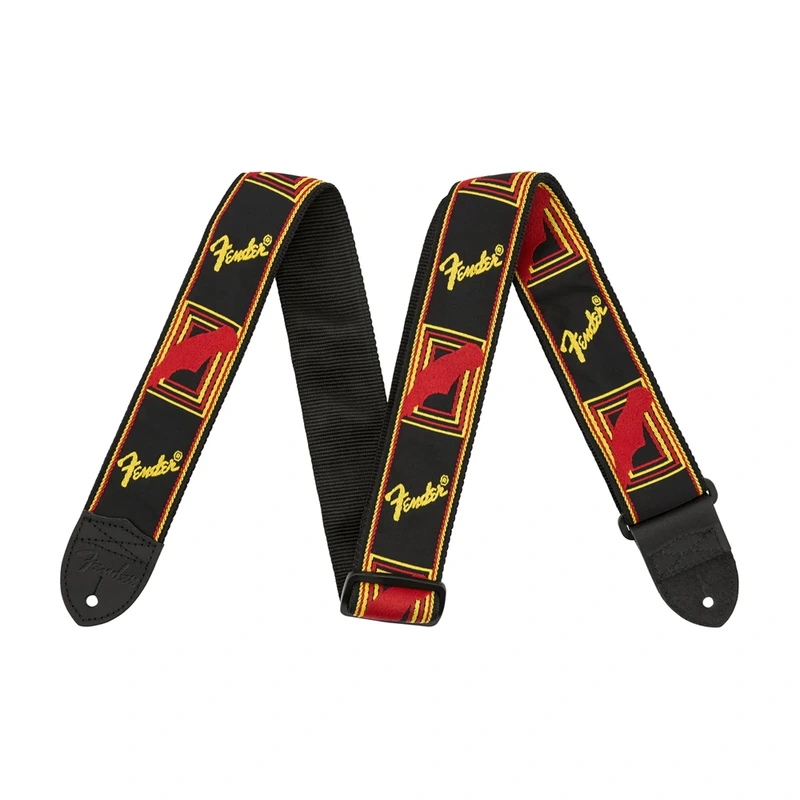 Fender 2" Monogrammed Guitar Strap Black/Yellow/Red