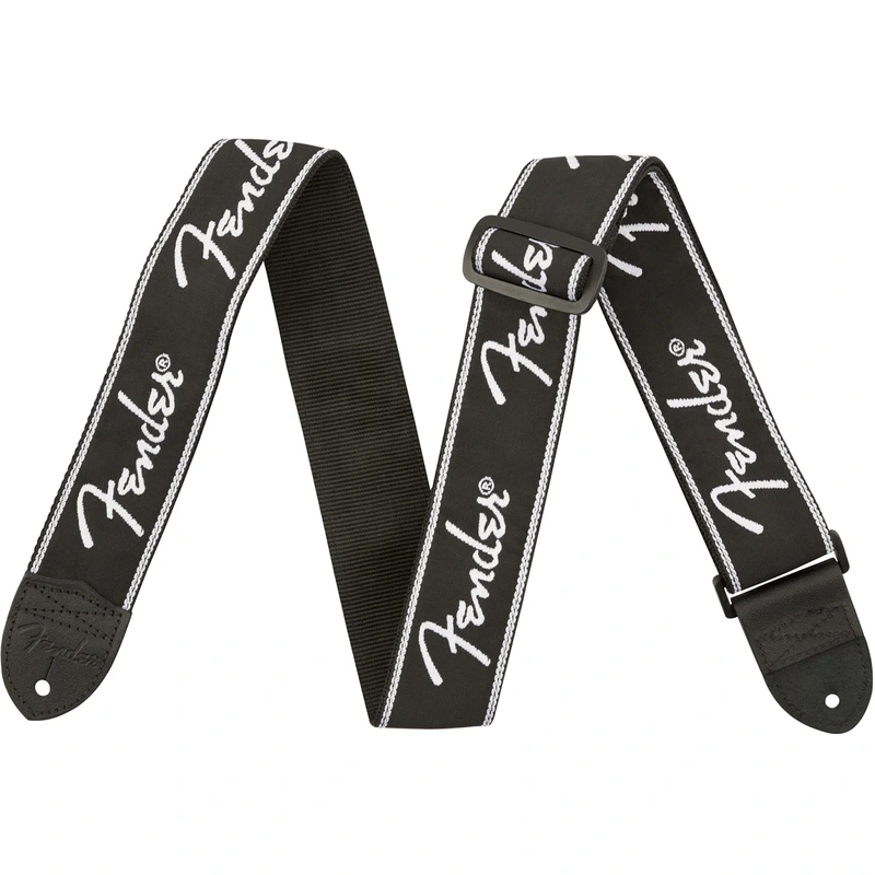 Fender 2" Wide Running Spaguetti Logo Strap - Black