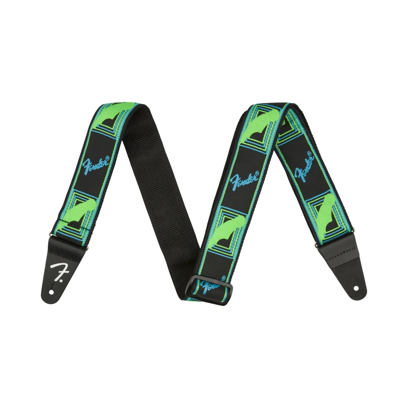 Fender Neon Monogrammed Strap, Green/Blue