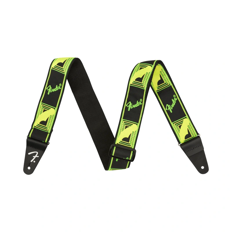 Fender Neon Monogrammed Strap, Green/Yellow