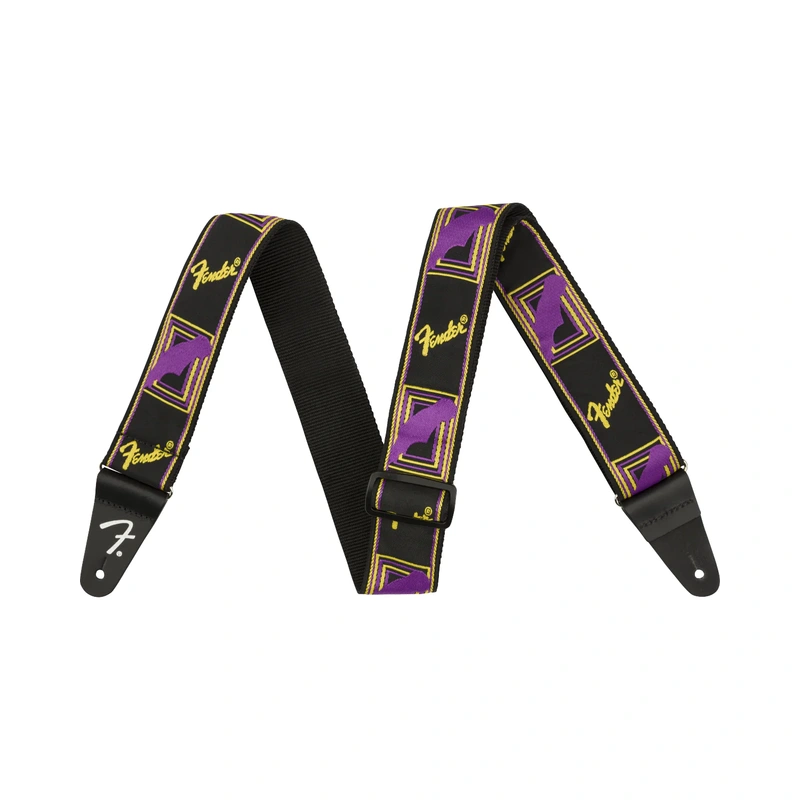 Fender Neon Monogrammed Strap, Purple/Yellow