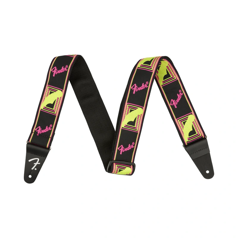 Fender Neon Monogrammed Strap, Yellow/Pink
