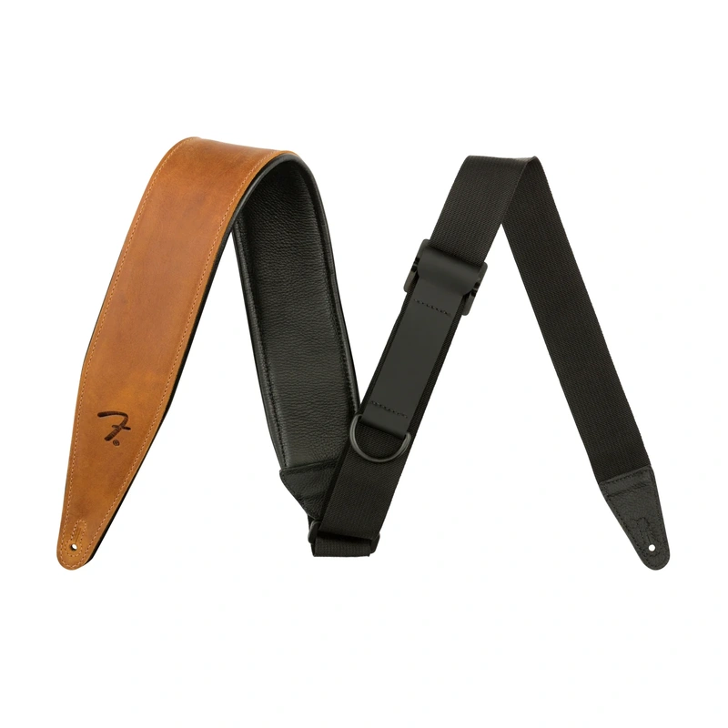 Fender Right Height 2.5" Leather Guitar Strap - Cognac