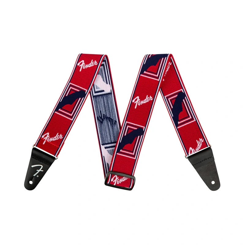 Fender WeighLess Monogram Guitar Strap Red, White, and Blue 2 in.