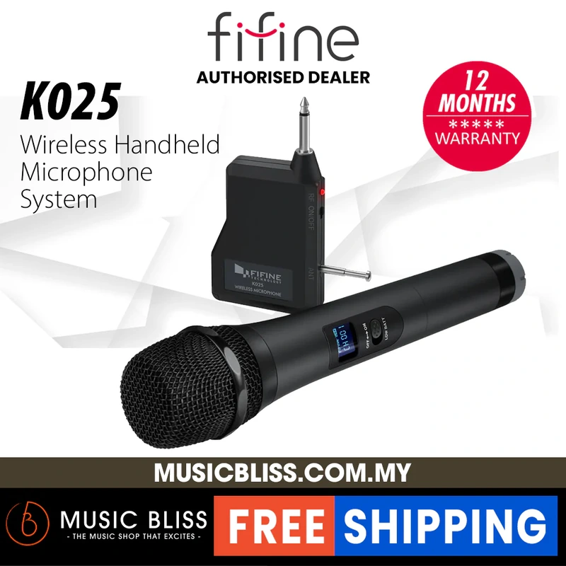 FIFINE K025 Wireless Microphone, Vocal Microphone, Fifine Handheld Dynamic Microphone Wireless mic System for Karaoke Nights and House Parties to Have Fun Over The Mixer,PA System,Speakers