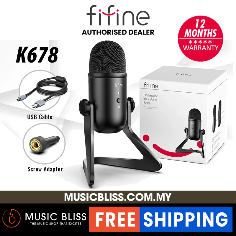 FIFINE K678 Studio USB Microphone with Low Latency Headphone jack, Monitoring and Input Gain Control and Mute button, Mic for Zoom, Google Meet, Skype, Online Meetings & Online Calls