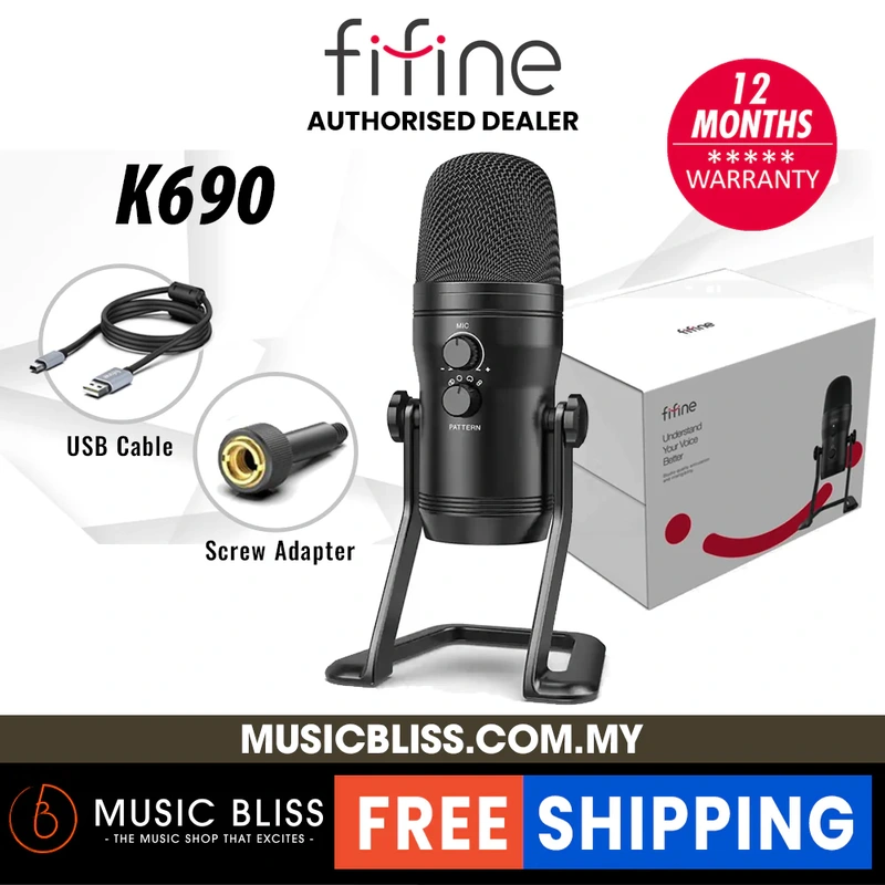 FIFINE K690 USB Microphone for PC, PS4, Mac with Four Pickup Patterns for Vocals, YouTube, Streaming, Gaming, ASMR, Zoom, Google Meet, Online Meeting & Online Calls