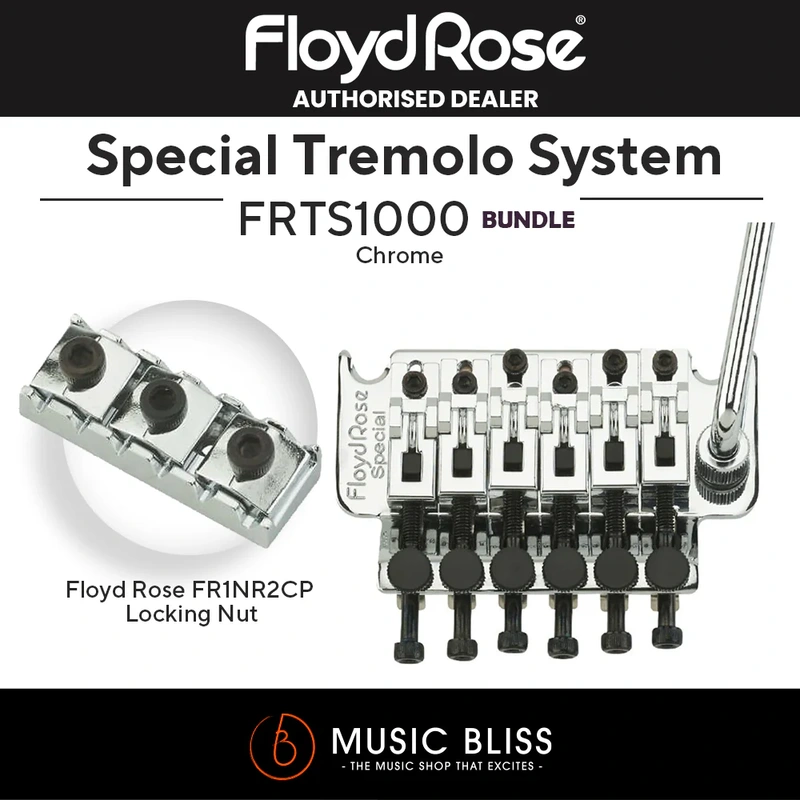 Floyd Rose FRTS1000 Special Series Tremolo Bridge System with Floyd Rose FR1NR2CP 1000 Series Chrome Locking Nut Package