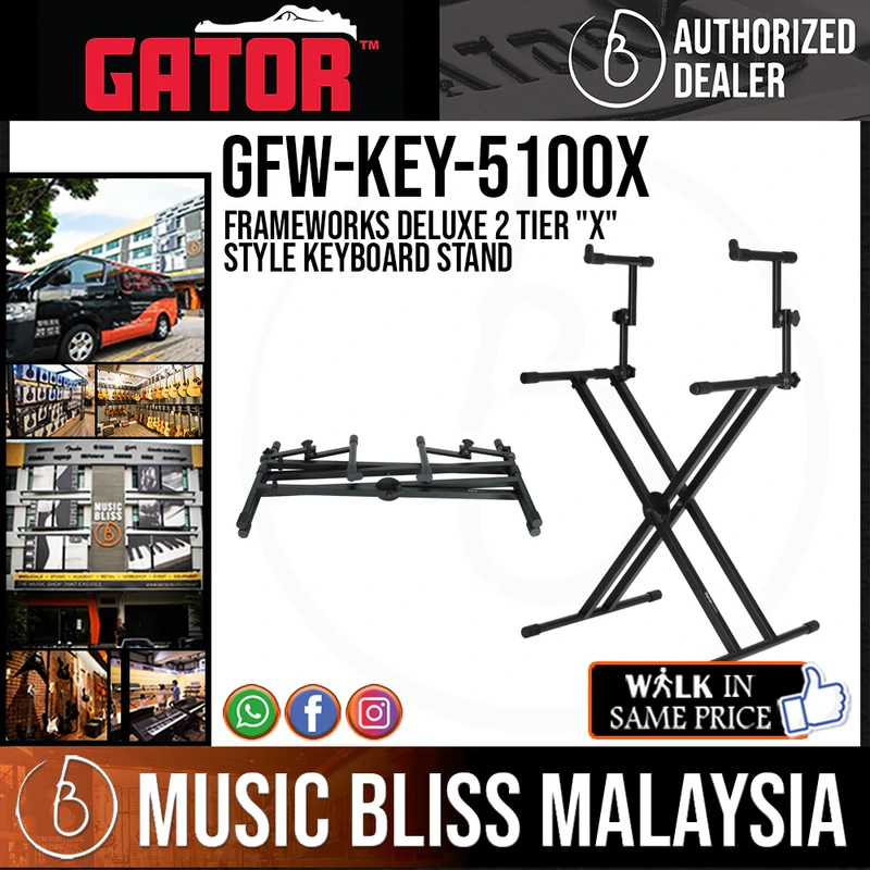 Gator Frameworks GFW-KEY-5100X Deluxe 2 Tier "X" Style Keyboard Stand