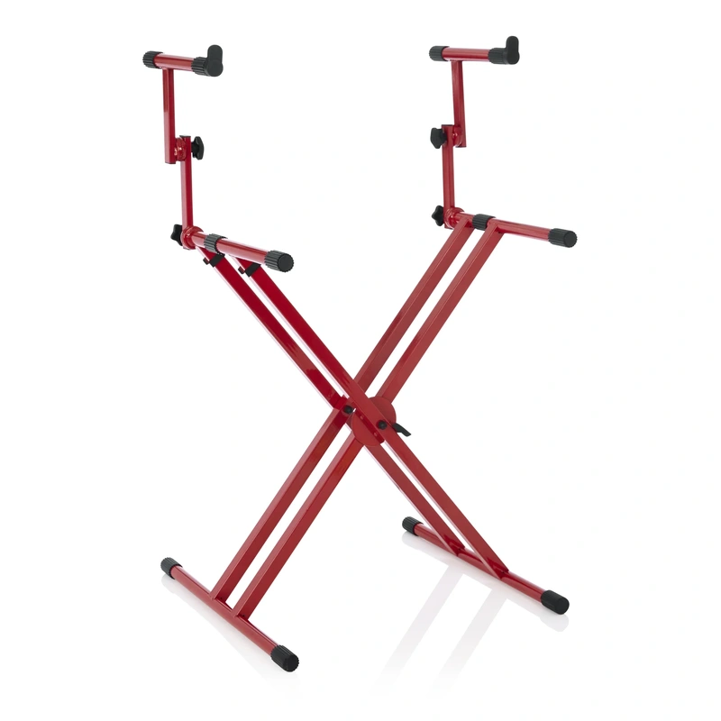 Gator Frameworks GFW-KEY-5100XRED Deluxe 2-Tier X-Style Keyboard Stand - Nord Red