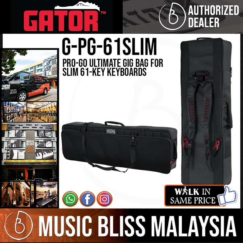 Gator G-PG-61 Slim Pro-Go Ultimate Gig Bag for Slim 61-key Keyboards