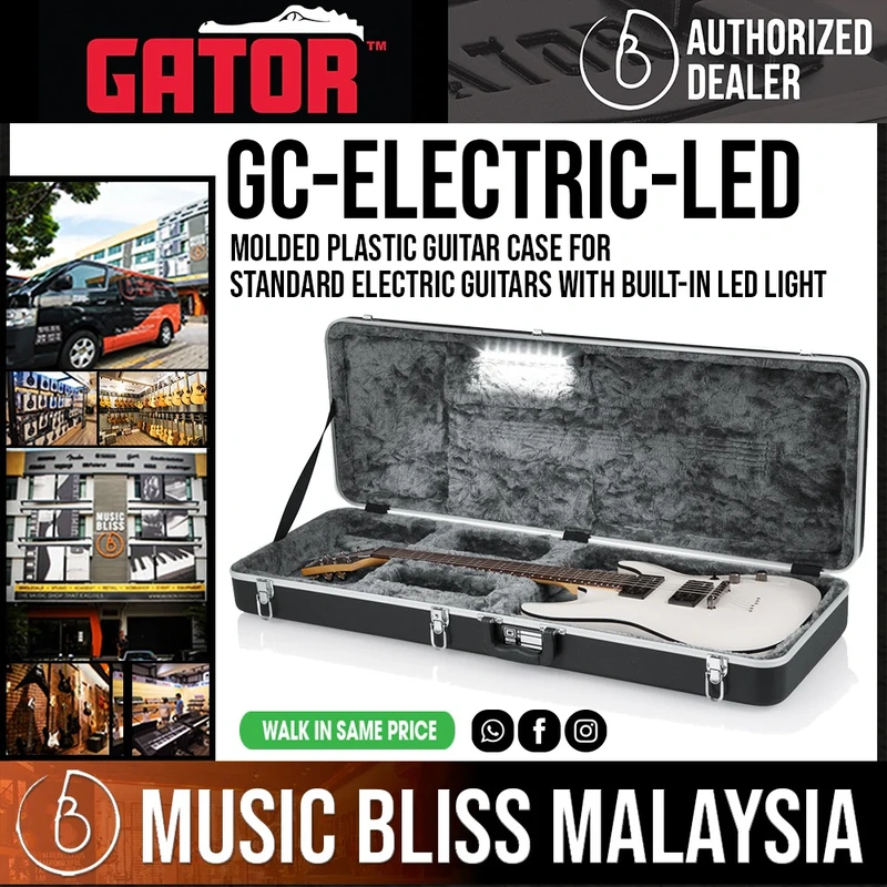Gator GC-ELECTRIC-LED Deluxe Molded Case with LED Light for Electric Guitar