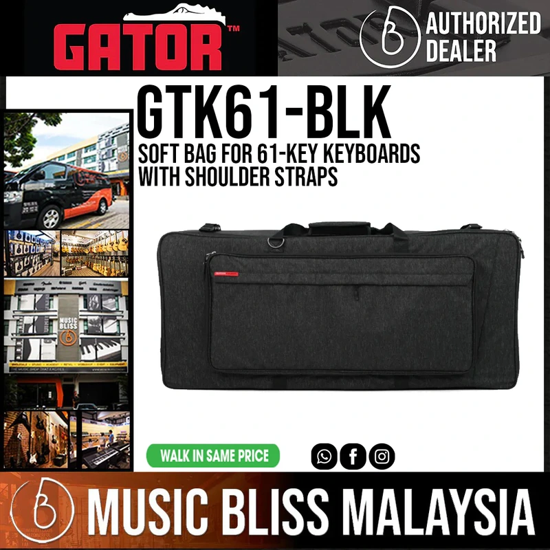 Gator GTK61-BLK Transit Keyboard Gig Bags Protective Gig Bag for 61-Note Keyboards
