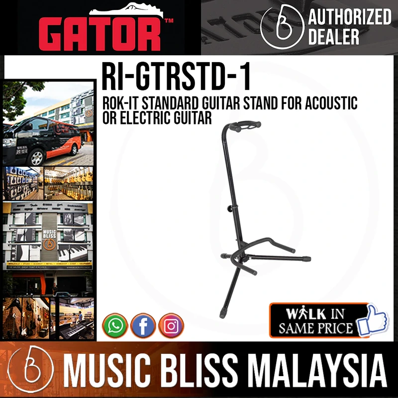 Gator Rok-It RI-GTRSTD-1 Standard Guitar Stand for Acoustic or Electric Guitar