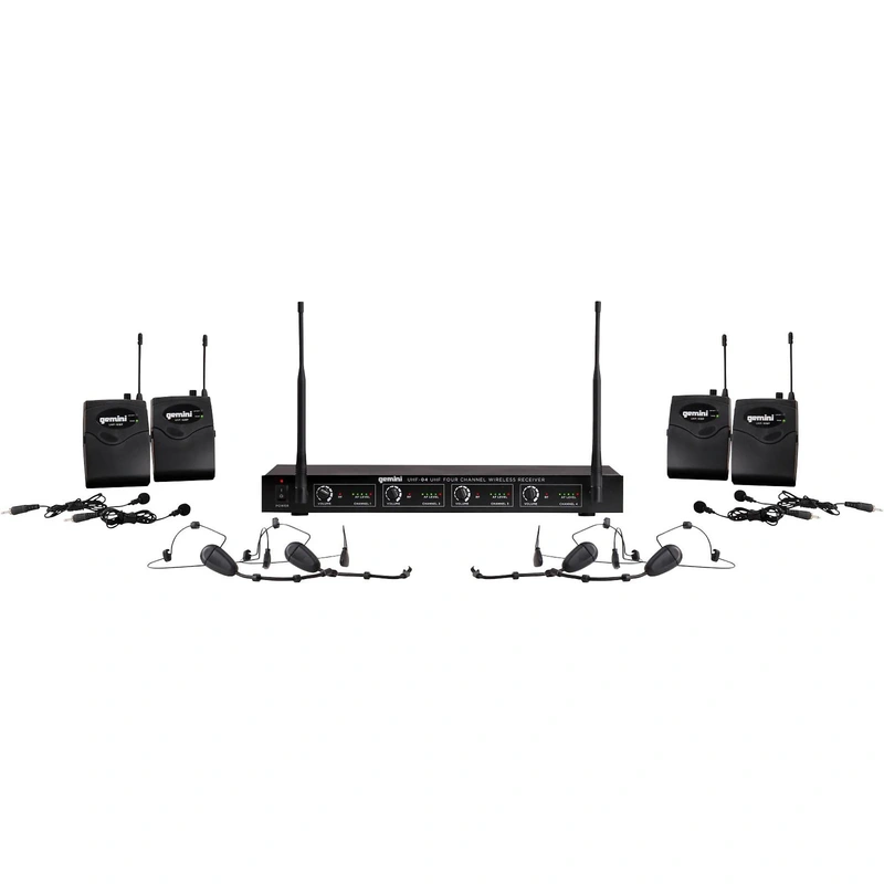 Gemini UHF-04HL 4-Channel Wireless Headset/Lavalier Combo System S1234