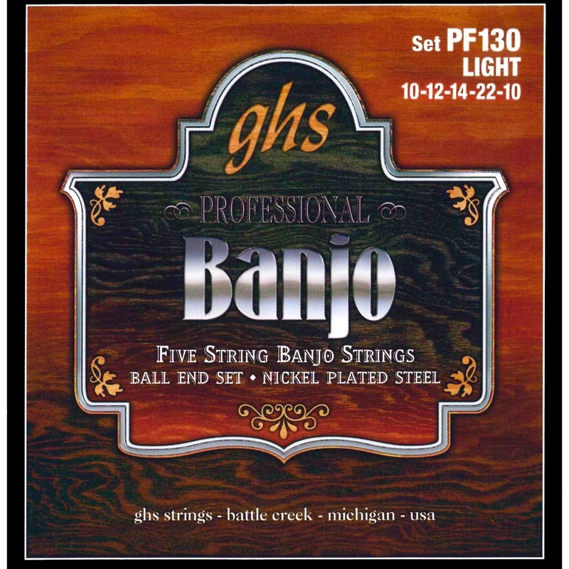 GHS PF130 Nickel Ball End 5-String Light Gauge Banjo Strings