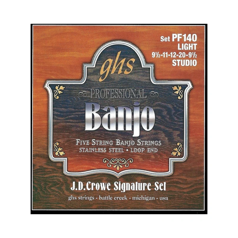 GHS PF140 J.D. Crowe Signature Studio Stainless Steel Light Gauge 5-String Banjo Strings
