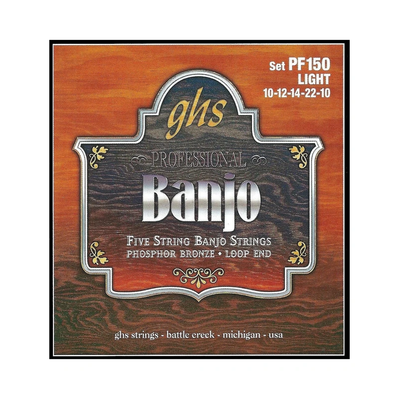 GHS PF150 Phosphor Bronze Loop End Light Gauge 5-String Banjo Strings