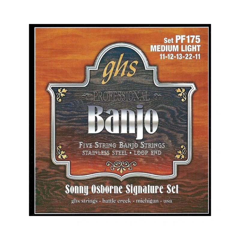 GHS PF175 Sonny Osborne Stainless Steel Medium Light Gauge 5-String Banjo Strings