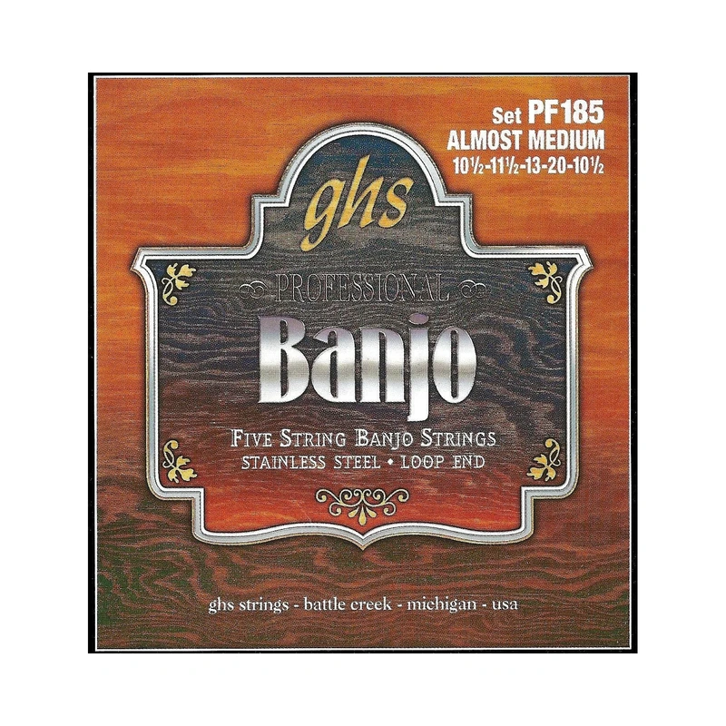 GHS PF185 Stainless Steel Almost Medium Gauge 5-String Banjo Strings